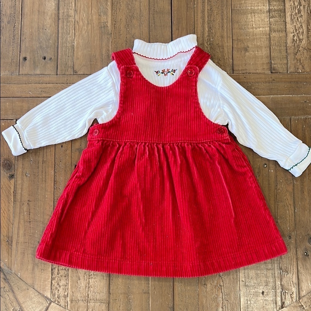 Vintage carters Gymboree Red Corduroy Jumper and turtleneck